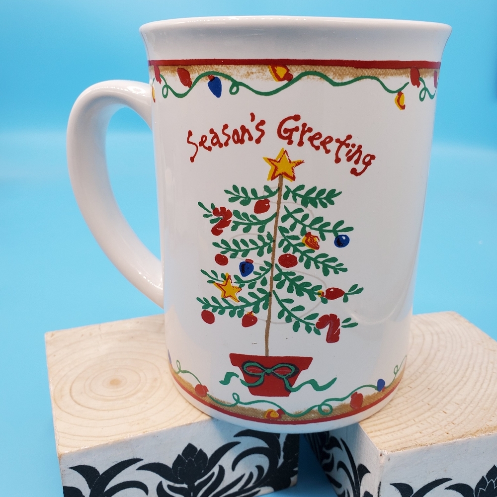 Huge CHRISTMAS TREE Ornaments Holiday Season's Greetings Coffee Mug Cup MSI (C12